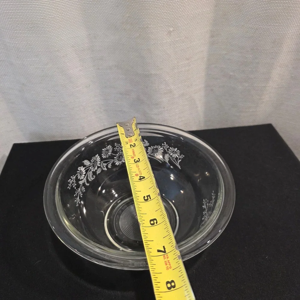Vintage Pyrex Colonial Mist Mixing Bowl Clear Glass 1 Quart Daisy Floral Pattern
